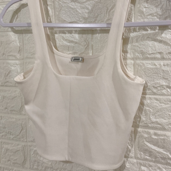 Excellent Condition Rib Square Neck Top | White | Wide Strap Sleeveless - Picture 2 of 5